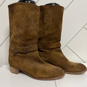 J Crew Women’s Brown Suede Moto-Style Belted Boots